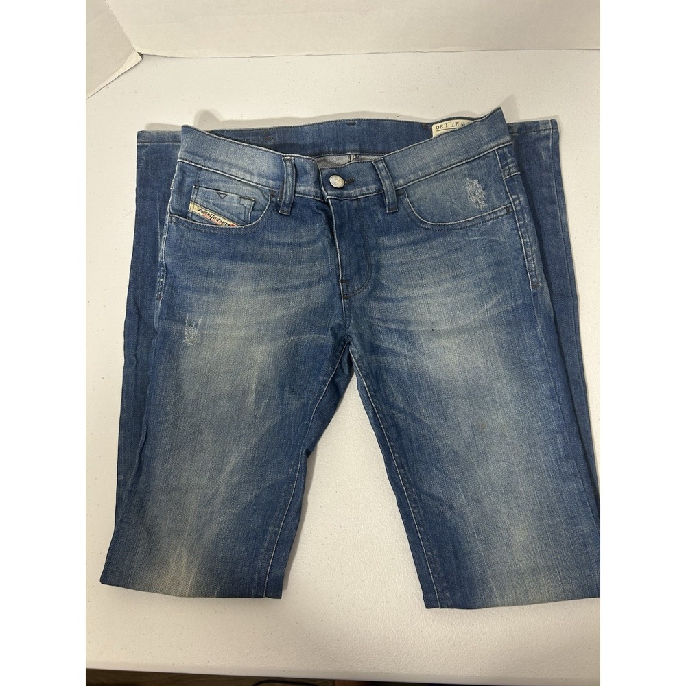 Diesel Jeans Livy Super Slim Straight W27 L30 Blue Womens Whiskers 008C2 Stretch